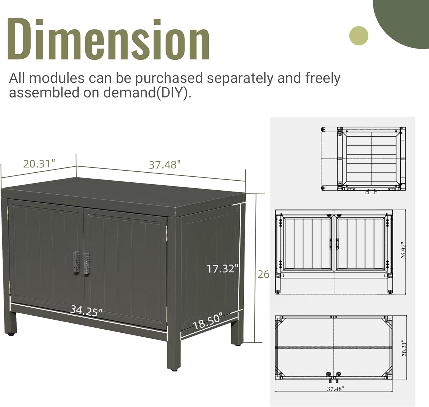 Outdoor Kitchen Island With Storage, Aluminum Kitchen Storage Island Outdoor Grill Table, Freestanding Outdoor Prep Table Grill Storage Cabinet With Protective Cover For Bbq, Deck, Patio Grey Aluminum