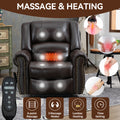 Power Lift Recliner Chair Heat Massage Dual Motor Infinite Position Up To 350 Lbs, Genuine Leather, Heavy Duty Motion Mechanism With Usb Ports, Brown White Metal Primary Living Space Heavy Duty Pine Brown Genuine Leather Power Remote Medium Firm Pillow