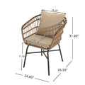 Outdoor Patio Chair With Cushions Set Of 2 Beige Black Pe Rattan Iron Waterproof Fabric