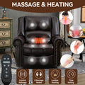 Power Lift Recliner Chair Heat Massage Dual Motor Infinite Position Up To 350 Lbs, Faux Leather, Heavy Duty Motion Mechanism With Usb Ports, Brown White Metal Primary Living Space Heavy Duty Pine