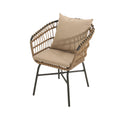 Outdoor Patio Chair With Cushions Set Of 2 Beige Black Pe Rattan Iron Waterproof Fabric