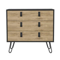Huna Hairpin Legs Dresser With 3 Drawer Storage Multicolor Bedroom Modern Mdf Engineered Wood