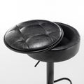 Round Storage Bar Stool Set Of 2, Black Faux Leather Height Adjustable Barstool, 360 Counter Height Swivel Stool, Armless Bar Chair With Metal Frame For Kitchen Counter Dining Living Room Black Set Of 2 Foam Pu Leather