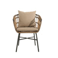 Outdoor Patio Chair With Cushions Set Of 2 Beige Black Pe Rattan Iron Waterproof Fabric