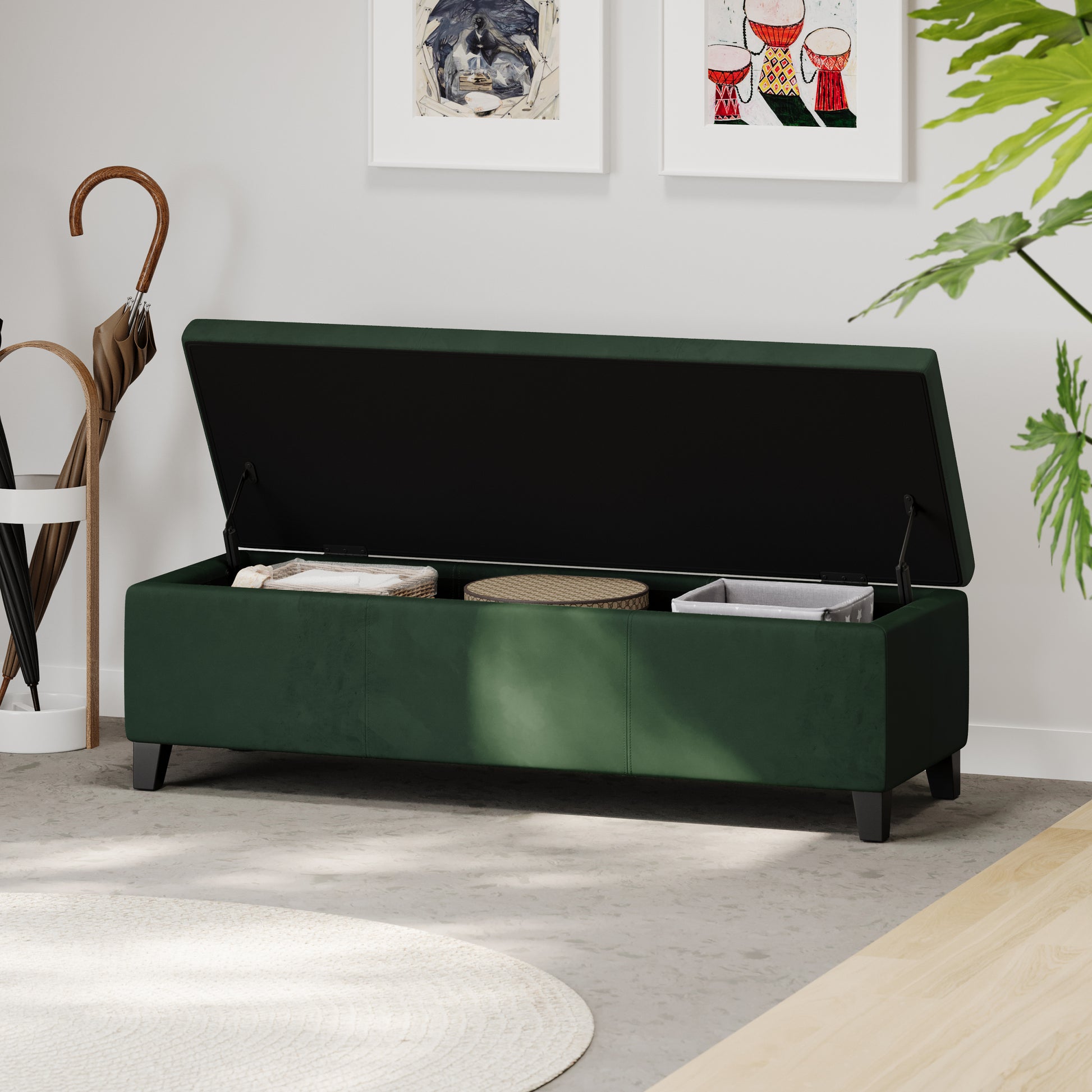 Glouster Storage Ottoman V2 Retro Green Altay Velvet