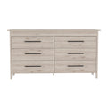 Hms 6 Drawer Double Dresser, Four Legs, Superior Top, Six Drawers Light Gray Gray Bedroom Modern Particle Board Particle Board
