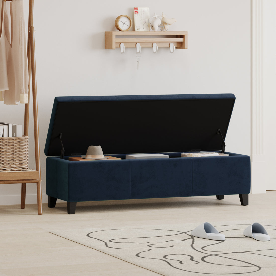 Glouster Storage Ottoman V2 Dark Blue Altay Velvet