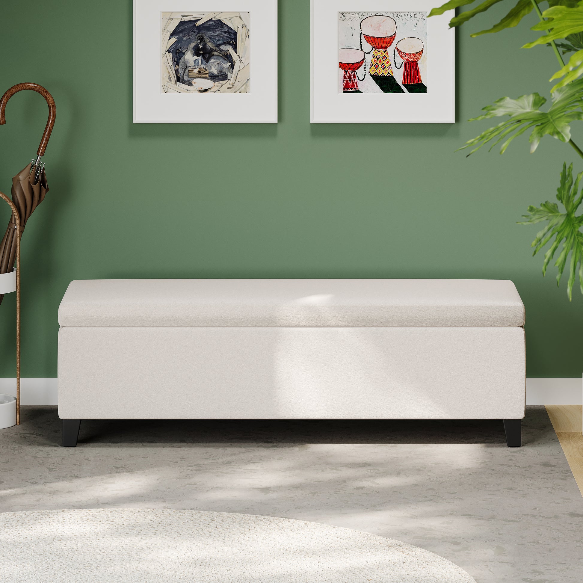 Glouster Storage Ottoman V2 White Fabric