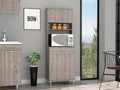 Bay Area Pantry, Two Door Cabinets, One Drawer, Four Adjustable Metal Legs Light Gray Kitchen Modern Particle Board Engineered Wood