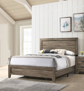 Grey Finish Fabric 1Pc Queen Size Panel Bed Beautiful Wooden Bedroom Furniture Contemporary Style Box Spring Required Queen Grey Bed Frame Wood