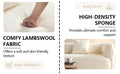White Sectional Sofa, Durable Fabric, Solid Wood Frame, High Density Sponge Filler White Fabric 4 Seat