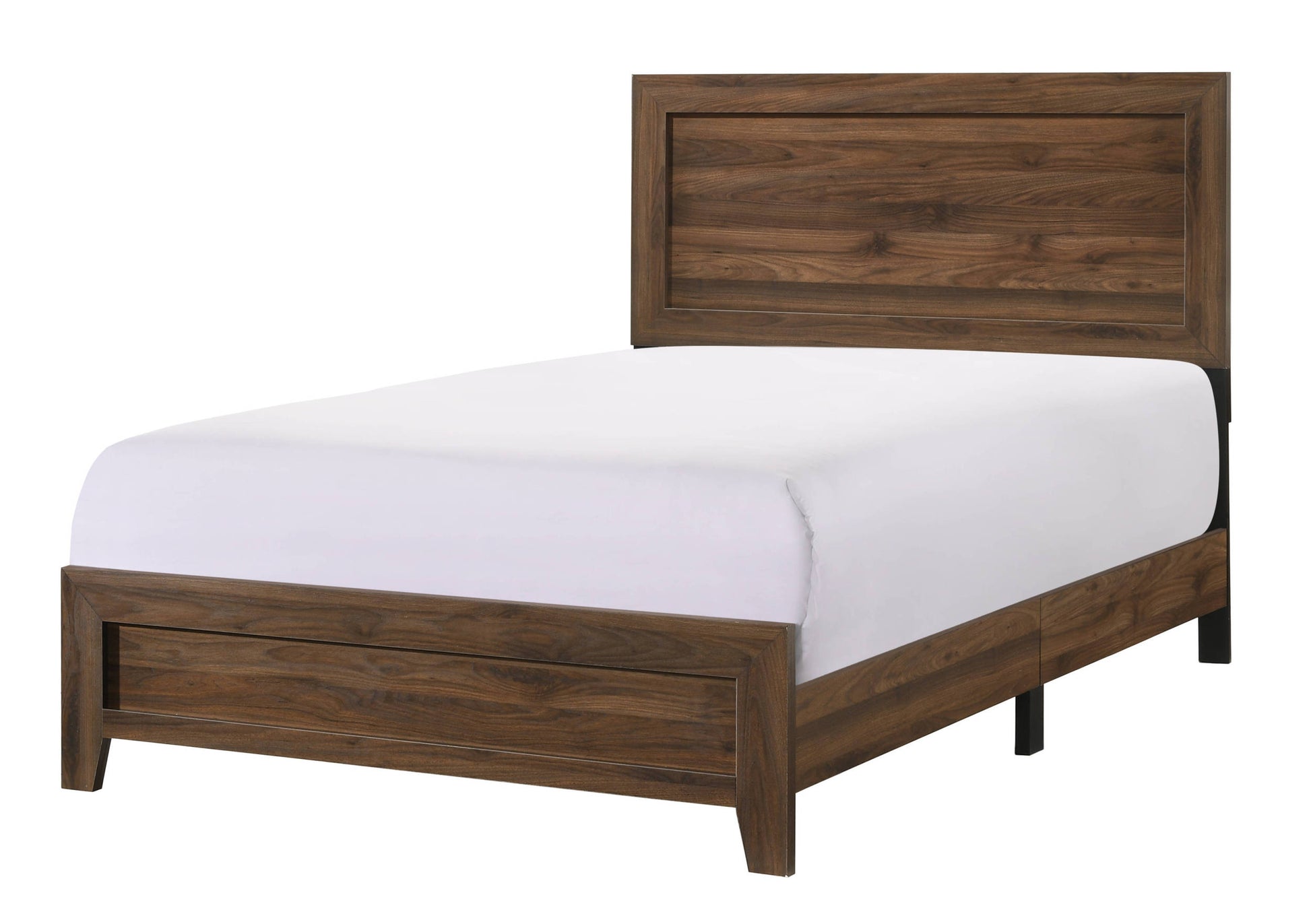 Brown Cherry Finish Fabric 1Pc Full Size Panel Bed Beautiful Wooden Bedroom Furniture Contemporary Style Box Spring Required Full Brown Bed Frame Wood