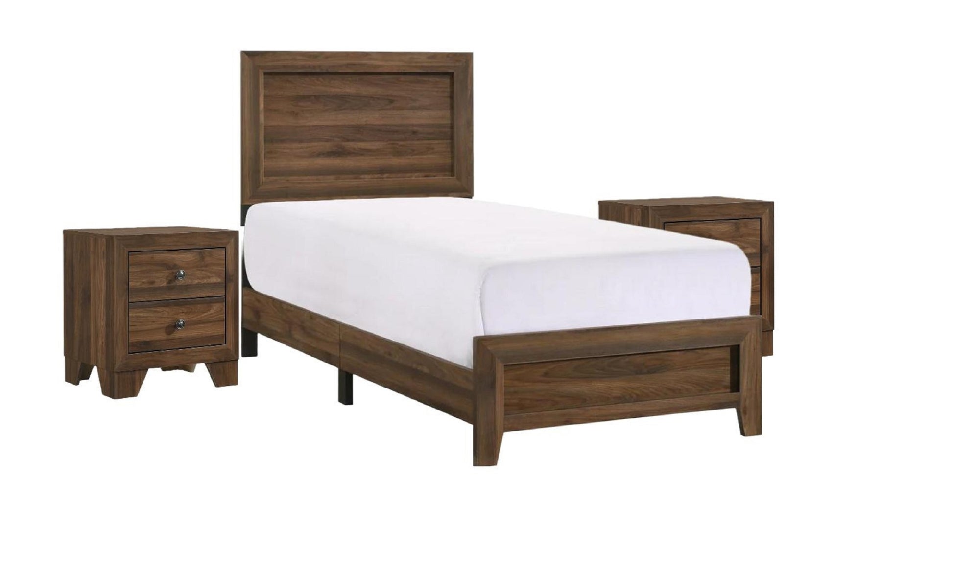 Brown Cherry Finish Fabric 1Pc Twin Size Panel Bed Beautiful Wooden Bedroom Furniture Contemporary Style Box Spring Required Twin Brown Bed Frame Wood