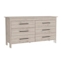 Hms 6 Drawer Double Dresser, Four Legs, Superior Top, Six Drawers Light Gray Gray Bedroom Modern Particle Board Particle Board