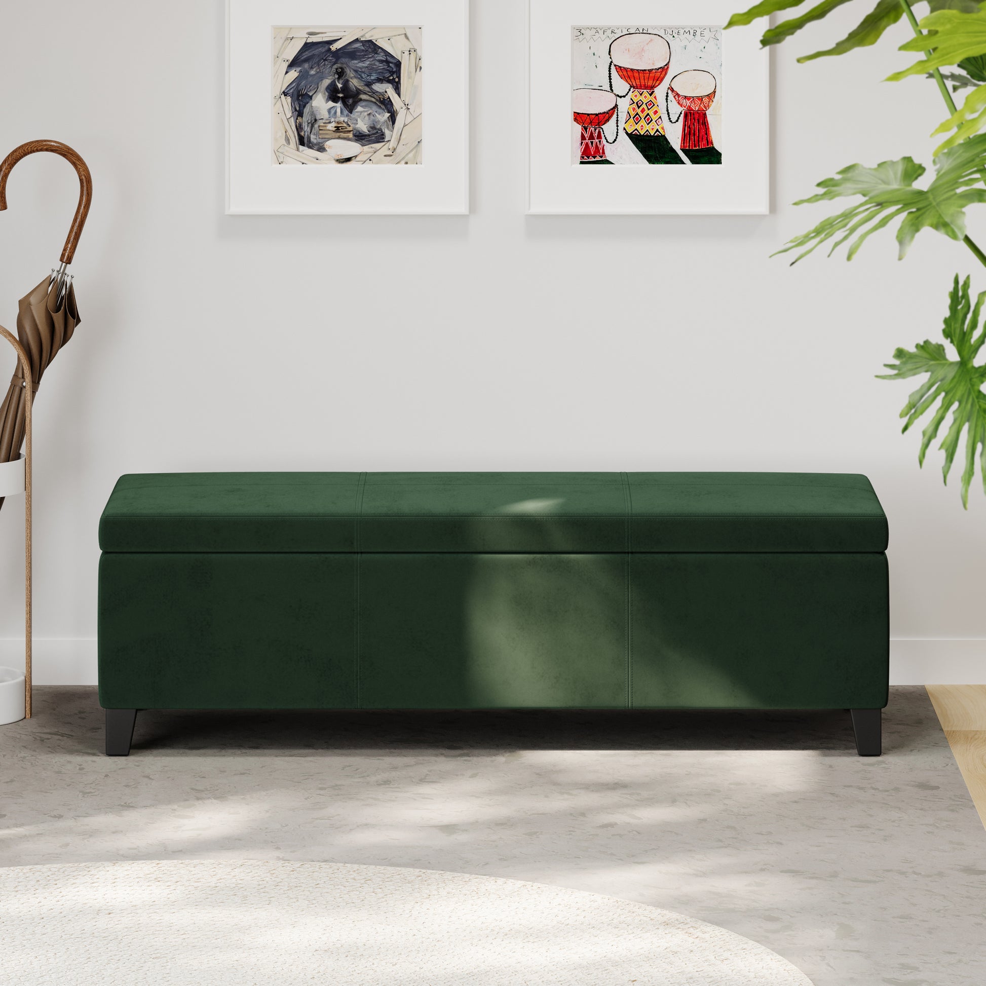 Glouster Storage Ottoman V2 Retro Green Altay Velvet