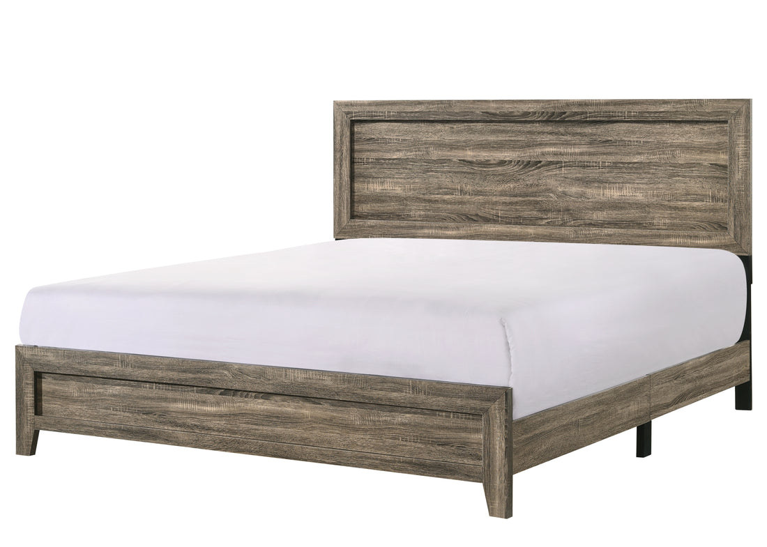 Grey Finish Fabric 1Pc King Size Panel Bed Beautiful Wooden Bedroom Furniture Contemporary Style Box Spring Required King Grey Bed Frame Wood