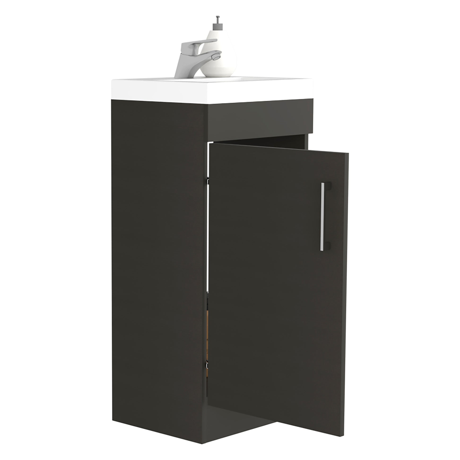 Madrid Bathroom Vanity Sink, Metal Handle, Single Door Cabinet Black Black Bathroom Modern Particle Board Particle Board