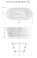 67'' Acrylic Freestanding Bathtub, Modern & Contemporary Design Soaking Tub With Brushed Nickel Pop Up Drain And Minimalist Design Overflow, 02136 Bn Glossy White Oval Bathroom Freestanding Tubs Polished 61 69 In Contemporary Soaking Center Acrylic