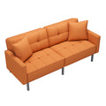 Orisfur. Linen Upholstered Modern Convertible Folding Futon Sofa Bed For Compact Living Space, Apartment, Dorm Orange Foam Linen