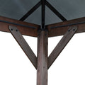 10' X 13' Hardtop Wood Gazebo For Patios, Outdoor Framed Gazebo With Polycarbonate Double Roof Canopy, Solid Wooden Framed Gazebo With Privacy Curtains And Mosquito Nettings For Garden, Backyard Black Brown Metal & Wood