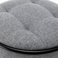 Round Storage Bar Stool Set Of 2, Grey Linen Height Adjustable Barstool, 360 Counter Height Swivel Stool, Armless Bar Chair With Metal Frame For Kitchen Counter Dining Living Room Grey Set Of 2 Foam Linen