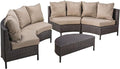 Pt Limon 5Pcs Sofa Set Yes Brown Beige Garden & Outdoor Sofa Seating Groups Pe Rattan Iron Waterproof Fabric