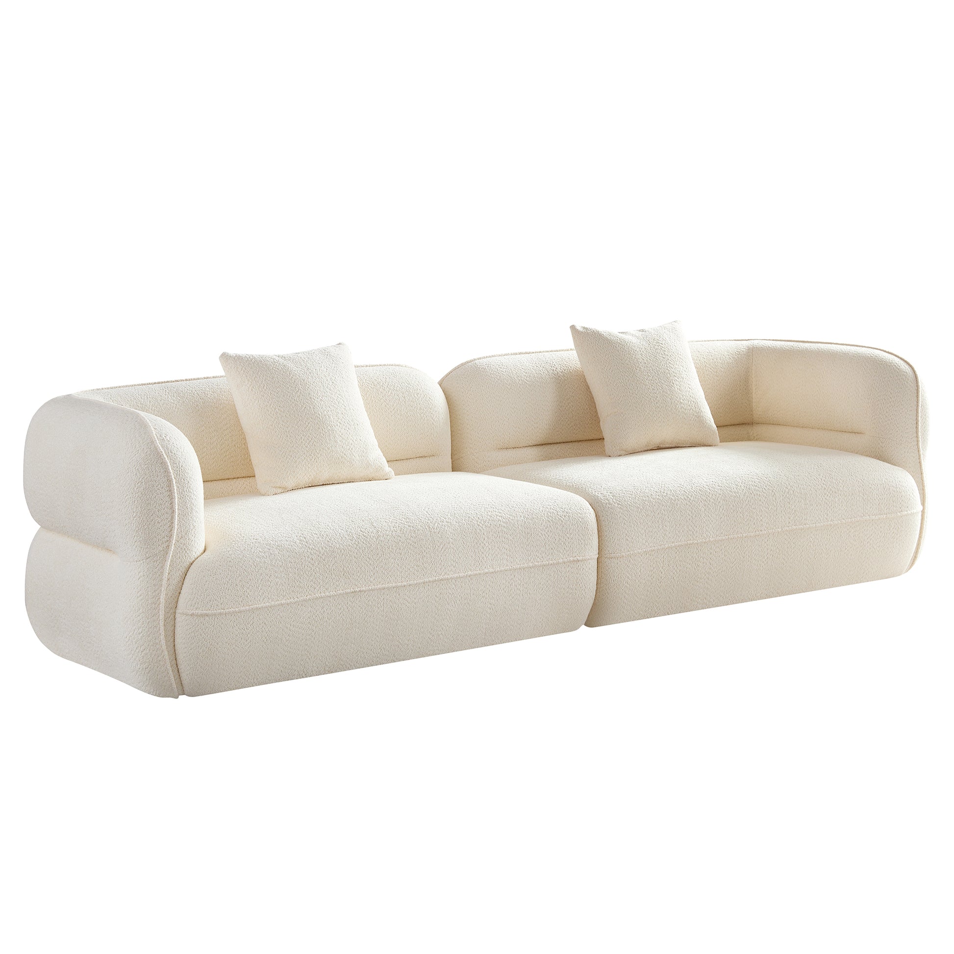 White Sectional Sofa, Durable Fabric, Solid Wood Frame, High Density Sponge Filler White Bathroom Medium Soft Fabric 3 Seat