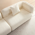 White Sectional Sofa, Durable Fabric, Solid Wood Frame, High Density Sponge Filler White Fabric 4 Seat