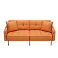 Orisfur. Linen Upholstered Modern Convertible Folding Futon Sofa Bed For Compact Living Space, Apartment, Dorm Orange Foam Linen