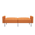 Orisfur. Linen Upholstered Modern Convertible Folding Futon Sofa Bed For Compact Living Space, Apartment, Dorm Orange Foam Linen