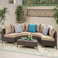 Pt Limon 5Pcs Sofa Set Yes Brown Beige Garden & Outdoor Sofa Seating Groups Pe Rattan Iron Waterproof Fabric