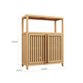 Large Capacity Bamboo Storage Cabinet Furniture For Bathroom Living Room Bathroom Bamboo Storage Cabinet With Shelves Neutral Bamboo