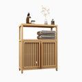 Large Capacity Bamboo Storage Cabinet Furniture For Bathroom Living Room Bathroom Bamboo Storage Cabinet With Shelves Neutral Bamboo