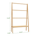 Bamboo Ladder Towel Rack With Storage Shelf Neutral Bathroom Chinese Bamboo