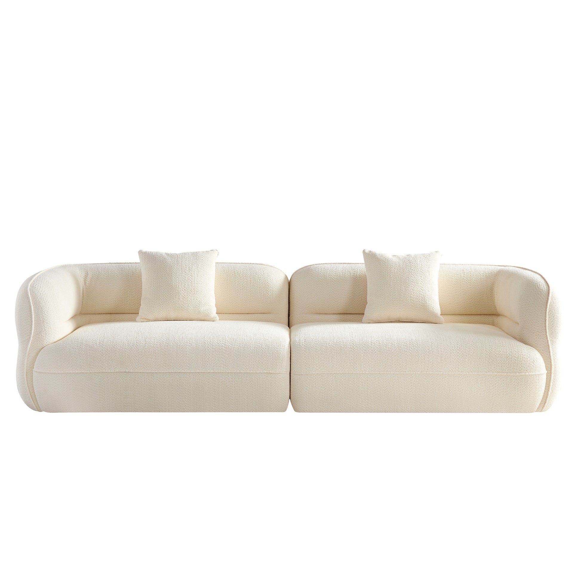 White Sectional Sofa, Durable Fabric, Solid Wood Frame, High Density Sponge Filler White Bathroom Medium Soft Fabric 3 Seat
