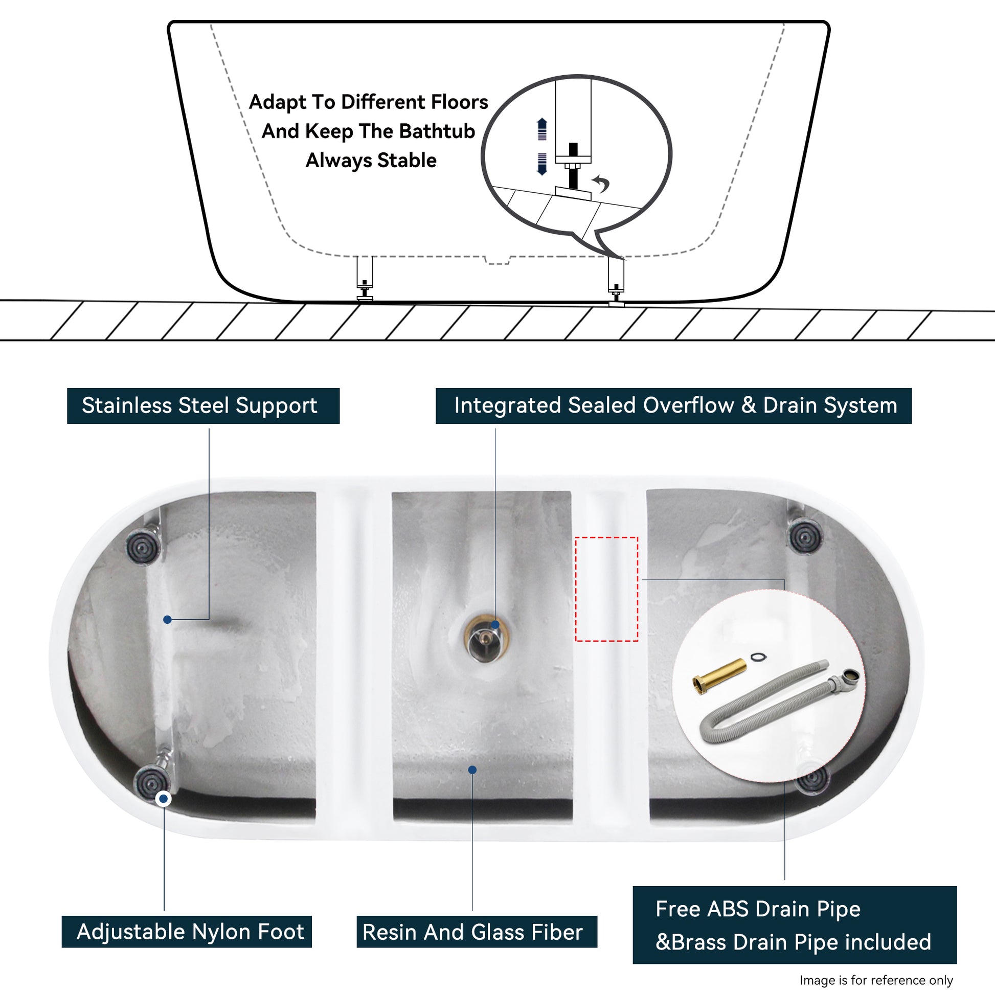 67'' Acrylic Freestanding Bathtub, Modern & Contemporary Design Soaking Tub With Brushed Nickel Pop Up Drain And Minimalist Design Overflow, 02136 Bn Glossy White Oval Bathroom Freestanding Tubs Polished 61 69 In Contemporary Soaking Center Acrylic