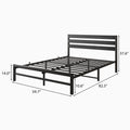 Queen Size Platform Bed Frame With Wooden Headboard, Under Bed Storage, Non Slip, Noise Free, Easy Assembly, Black Box Spring Not Required Queen Black Metal Bedroom Bed Frame Metal & Wood