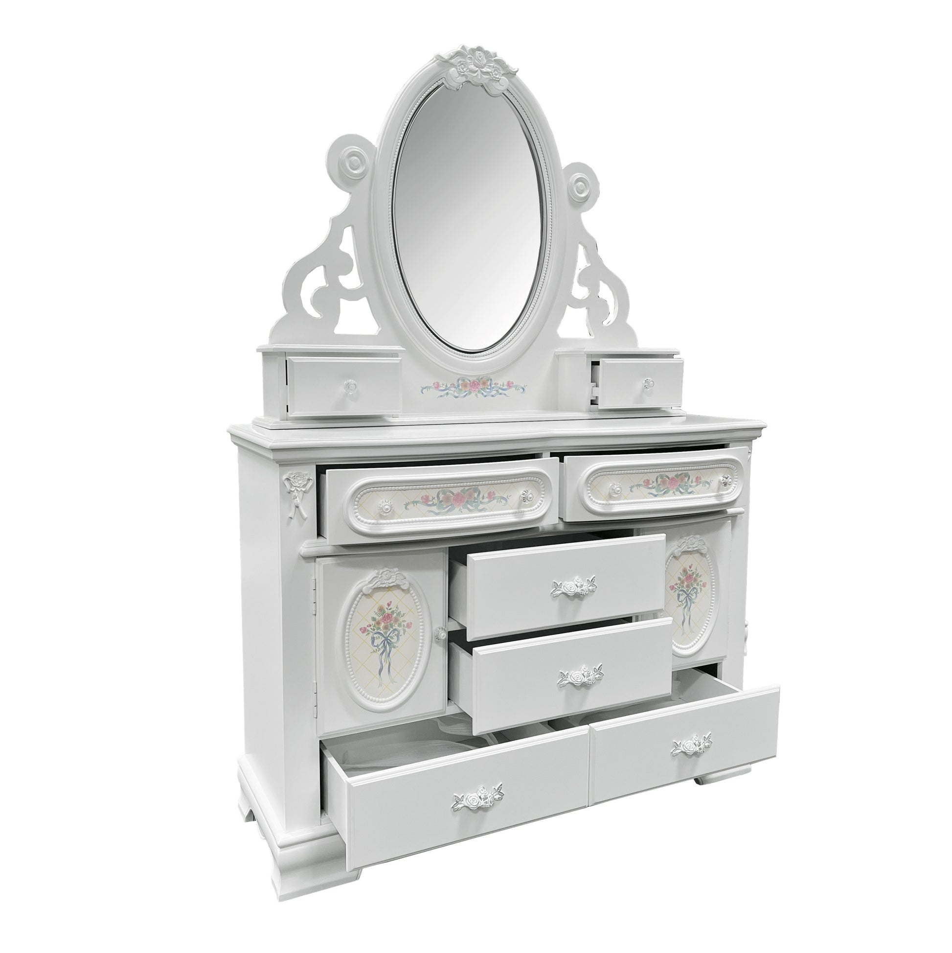 Flora Jewelry Mirror, White Finish Bd01640 Only Mirror White Wood