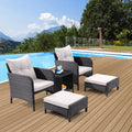 5 Piece Outdoor Patio Furniture Set,All Weather Pe Rattan Conversation Chairs With Armrest And Removable Cushions,Ottomans And Storage Coffee Table For Poolside Garden Balcony Deck Beige Yes Beige Pe Rattan Iron Waterproof Fabric