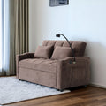 Lazy Sofa Bed, Convertible Sofa Bed Loveseat Sofa With Three Usb Ports, Two Side Pockets, Two Cup Holders And 360 Swivel Phone Holder For Living Room, Brown Brown Brown Velvet Wood Primary Living Space Soft Cushion Back Heavy Duty Modern Pine Foam Velvet