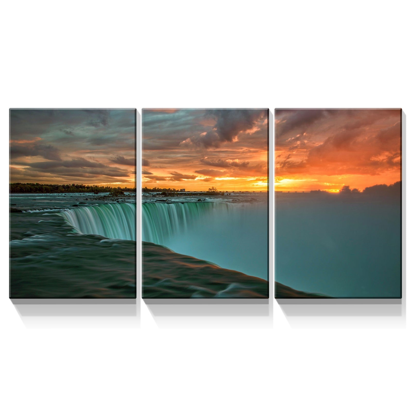 3 Panels Framed Great Fall Canvas Wall Art Decor,3 Pieces Mordern Canvas Decoration Painting For Office,Dining Room,Living Room, Bedroom Decor Ready To Hang Rectangle Framed Multicolor Oversized 41In Canvas Nature Scenes