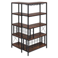 Corner Wine Rack Bar Cabinet Industrial Freestanding Floor Bar Cabinets For Liquor And Glasses Storage For Home Kitchen Walnut Black Dining Room Industrial Mdf Metal