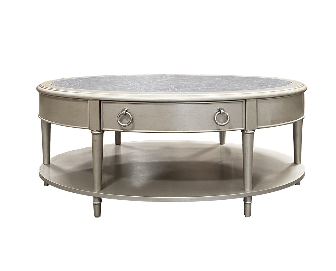 Kasa Coffee Tablesintered Stone & Champagne Finish Lv01502 Champagne Wood