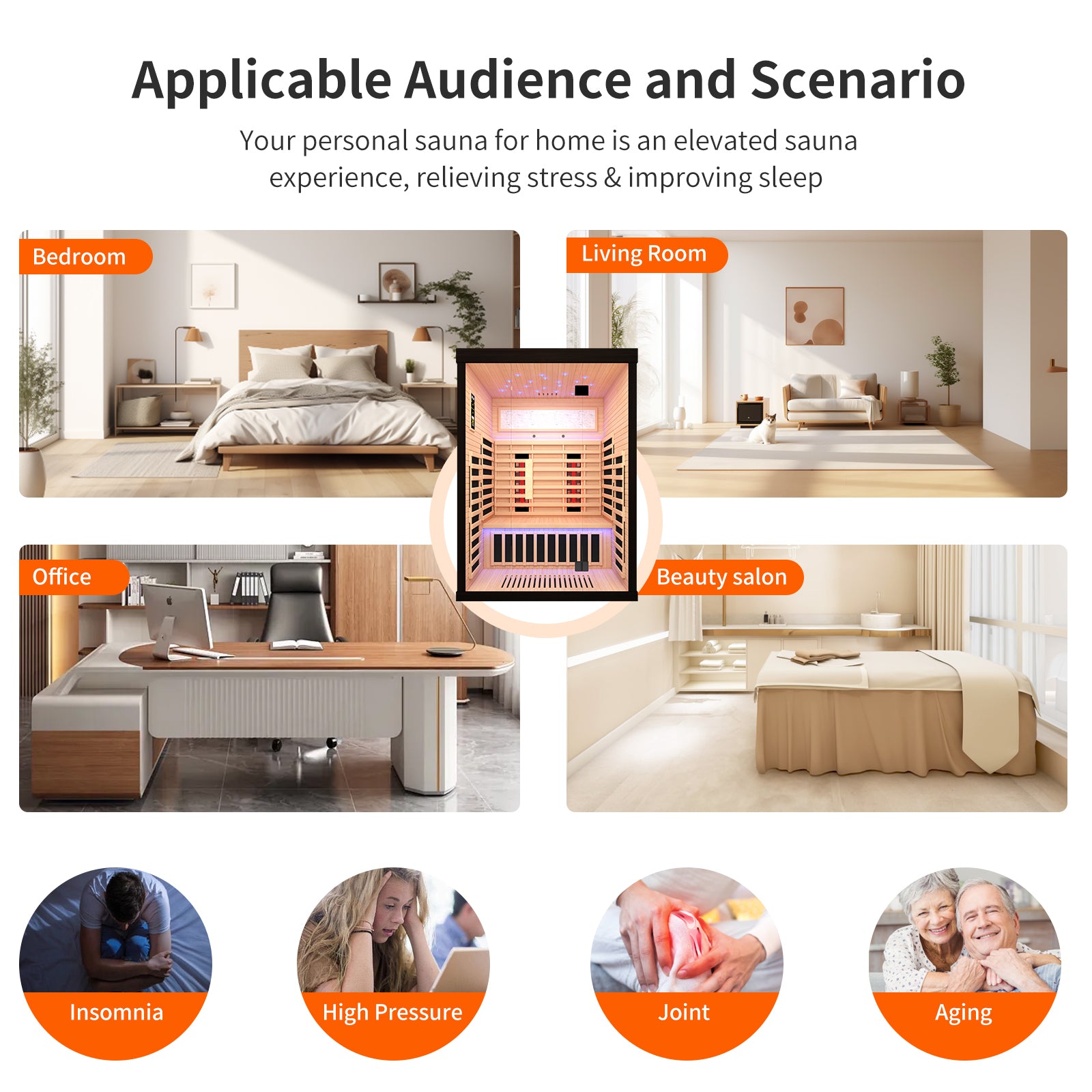 Luxury Double Sauna Room Black Natural Wood Paper Glass