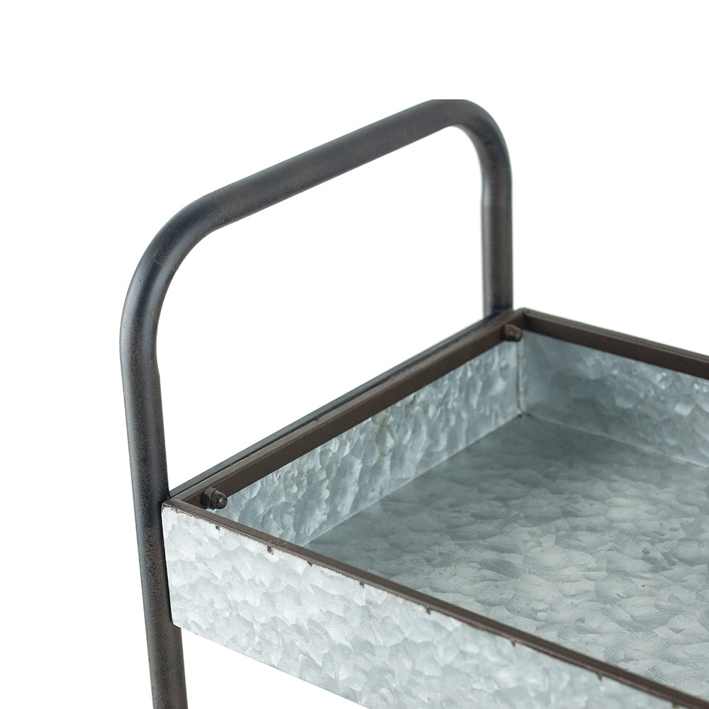 35X12.5X40" Homestead Galvanized Shelf Display 3 Tier Metallic Grey Casual,Classic,Farmhouse,Industrial,Modern Metal