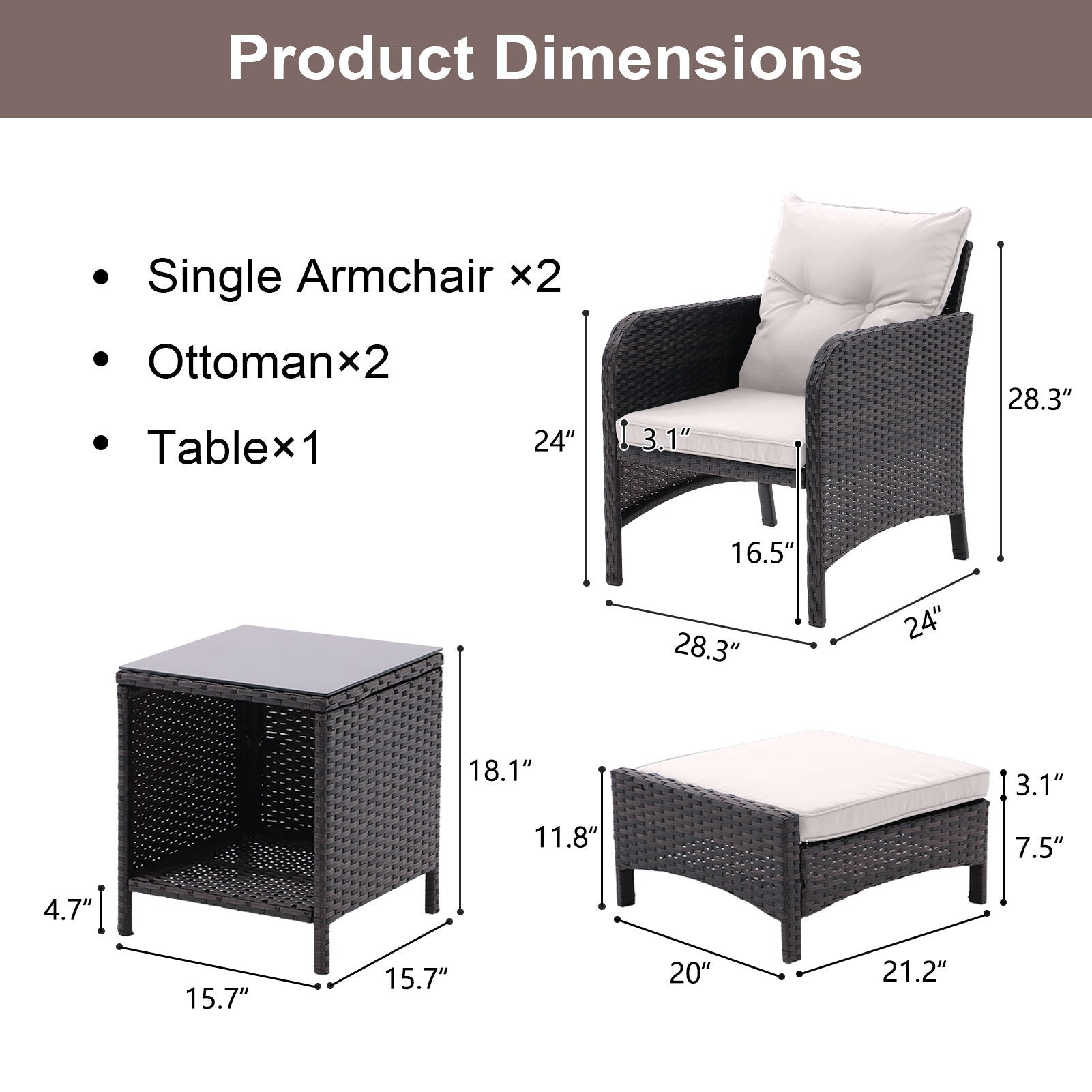 5 Piece Outdoor Patio Furniture Set,All Weather Pe Rattan Conversation Chairs With Armrest And Removable Cushions,Ottomans And Storage Coffee Table For Poolside Garden Balcony Deck Beige Yes Beige Pe Rattan Iron Waterproof Fabric