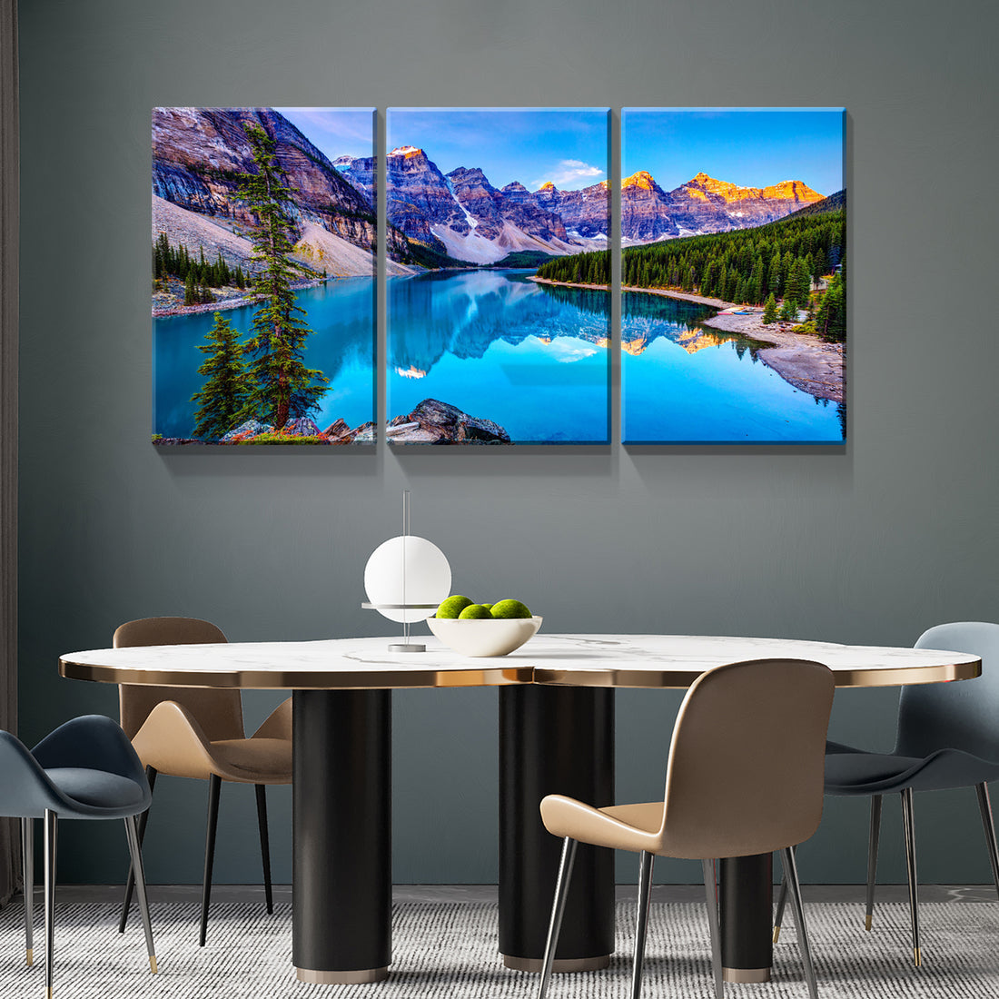 3 Panels Framed Nature Landscape Mountain & Lake Canvas Wall Art Decor,3 Pieces Mordern Canvas Decoration Painting For Office,Dining Room,Living Room, Bedroom Decor Ready To Hang Rectangle Framed Multicolor Oversized 41In Canvas Nature Scenes