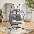 2 Person Outdoor Rattan Hanging Chair Patio Wicker Egg Chair Yes Complete Patio Set Dark Gray Uv Resistant Frame Water Resistant Cushion Garden & Outdoor American Design,American Traditional 2 Person Seating Group Polyethylene Rattan