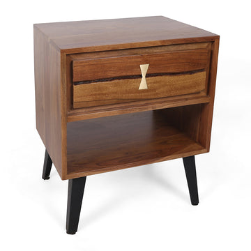 19.5X15.5X21.5" Asther Bedside Table Natural Wood Brown Primary Living Space Casual,Classic,Farmhouse Solid Wood