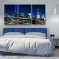 3 Panels Framed Brooklyn Bridge Night View York Canvas Wall Art Decor,3 Pieces Mordern Canvas Decoration Painting For Office,Dining Room,Living Room, Bedroom Decor Ready To Hang Rectangle Framed Multicolor Oversized 41In Canvas Nature Scenes